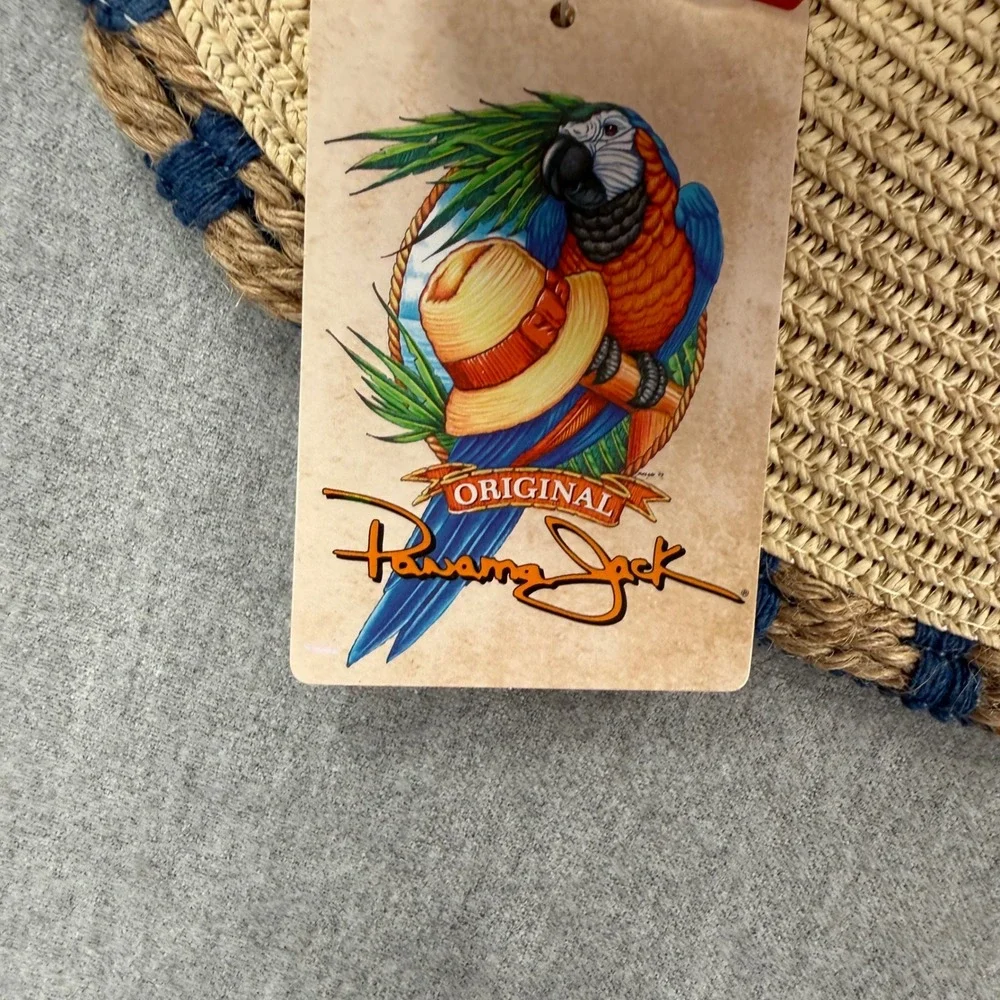 Panama Jack Womens Straw Sun Hat UPF 50+ Blue Trim Adjustable DELPJL726-ASST‎